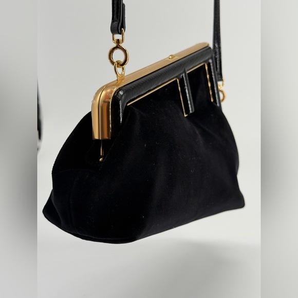 Fendi Zucca FF Black Velvet Evening Bag - Picture 3 of 13